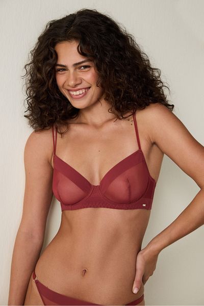 Penti Burgundy Essentials Underwire Mesh Bra