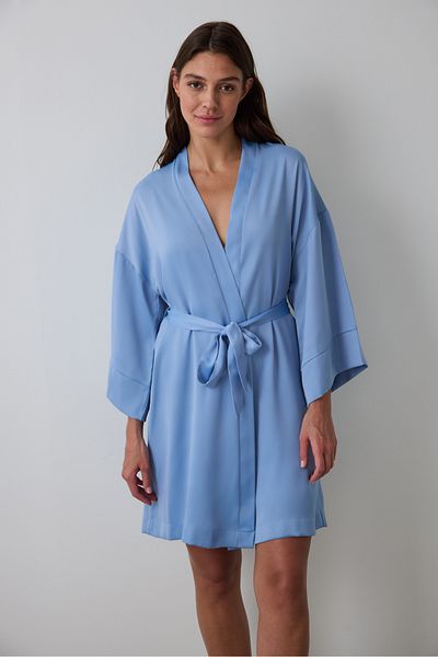 Penti Blue Luna Belted Satin Dressing Gown