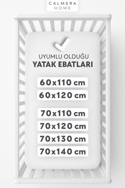 CALMERA %100 Pamuk Penye Lastikli Bebek Çarşafı | 60 x 120 cm | Park Yatak - Beşik | Beyaz