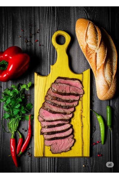 Krb Ahsap Gold Series Special Production Cutting Board, Natural Wood Cutting Board, Chopping and Presentation Board