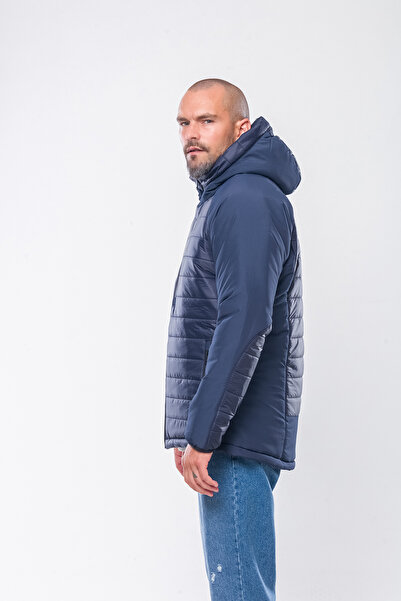 Kevin K202 Hooded Navy Blue Coat