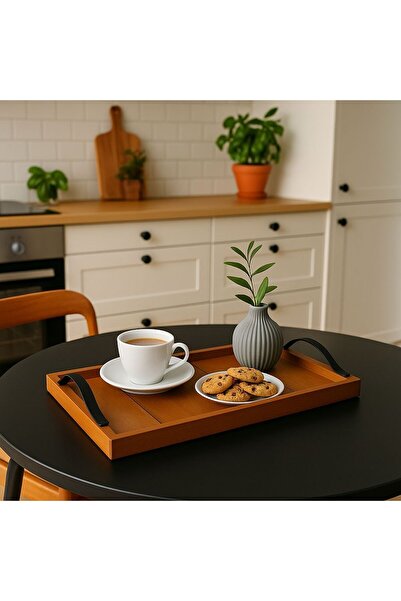 BEEVOLİ ÇAY-KAHVE-SUNUM TEPSİSİ DEKORATİF TEPSİ 50*25 CEVİZ