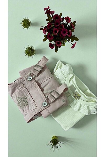 BİLGEN Style Girl's Jile Dress Baby Collar Embroidered 2 Piece Set