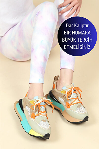 Birikon GUJA Rugan Garnili Kadın Spor Ayakkabı BEJ