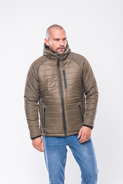 Kevin K202 Hooded Khaki Coat