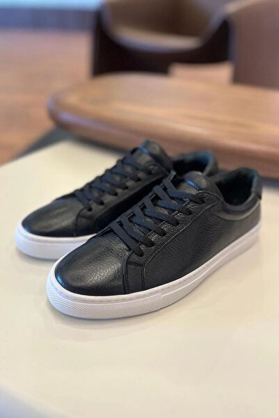 Paulo 4253 TENIS BĂRBAȚI DIN PIELE NATURALĂ NEGRĂ - PANTOFI SPORT BĂRBAȚI