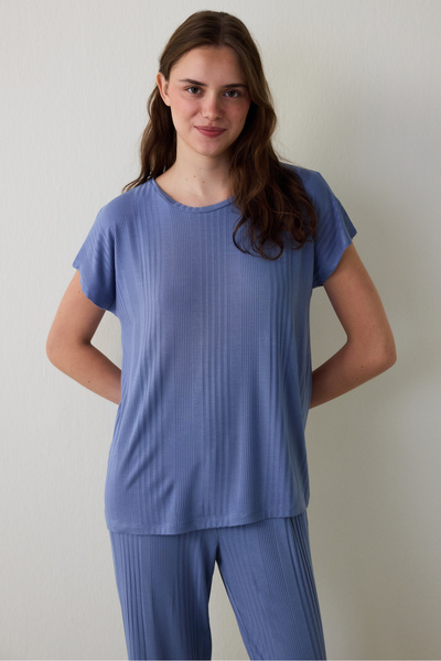 Penti Indigo Hailee Crew Neck Short Sleeve Pajama Set