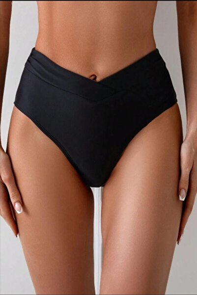 Genel Markalar Kemer Detaylı V Kesim Yüksek Bel Bikini Tek Alt