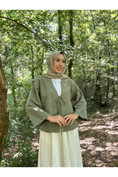 Wennalife Kimono Bağcıklı Yeşil Ceket