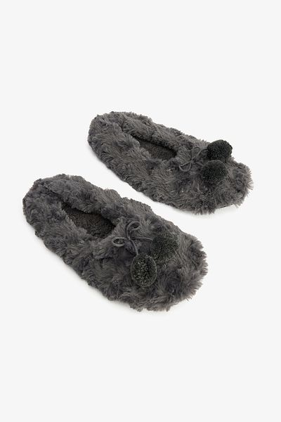 Penti Gray Cozy Pompom Home Shoes
