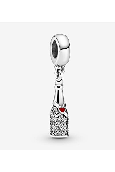 POSEİDONS JEWELLERY Köpüklü Şarap Şişesi Sallantılı Zirkon Taşlı Charm