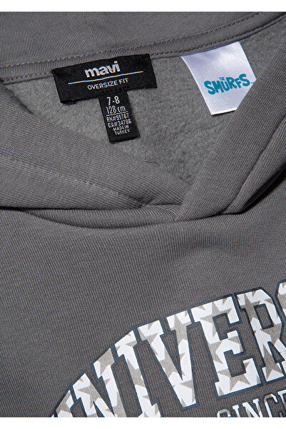 Mavi Şirinler Baskılı Gri Sweatshirt 6S10085-80017