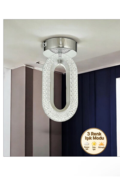 Litra Lighting Eclipse Ledli Avize Tavana Sıfır Gümüş Gövde 3 Renk Modu Korid...