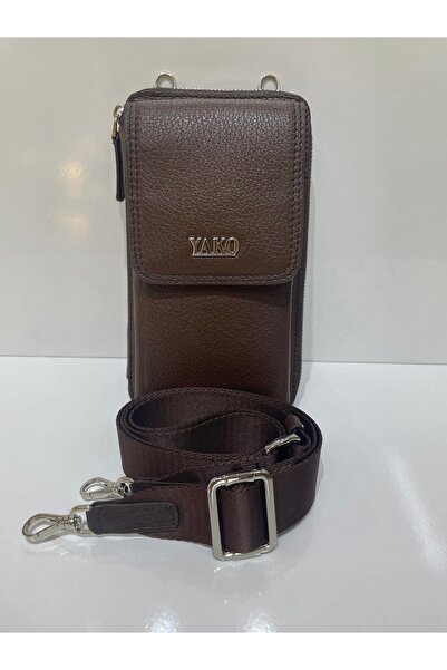 Yako Çanta Telefon Bölmeli Kartlık Bölmeli Kahverengi Askılı Çanta