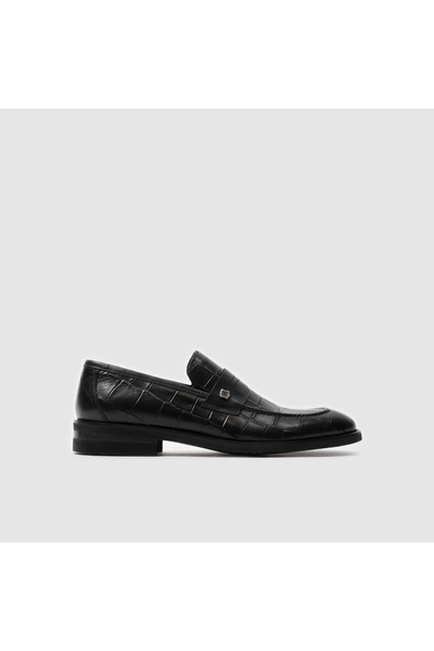 TOGO Black Croco Genuine Leather Men's Loafer Shoes [052210]