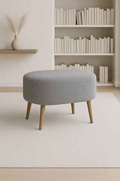 eda hacıoğlu edam bedding group Teddy Oval Puf Bench Ahşap Retro Ayak Dekorat...