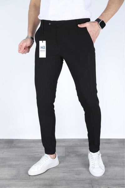 shop Keten pantolon armürlü düğmeli model likrali esnek kumaş