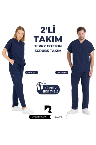 KARGA ÜNİFORMA 2' Lİ TAKIM FORMA - Unisex Yarasa Kol Hemşire Ve Doktor Formas...