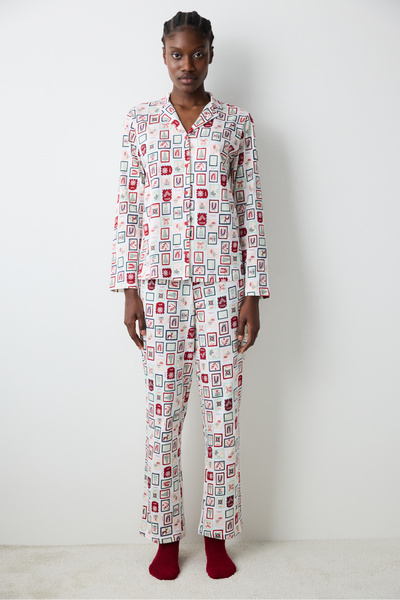 Penti Gift New York Multicolored Shirt Pants Pajama Set
