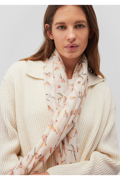 Mavi Bird Printed Beige Shawl 196288-27151