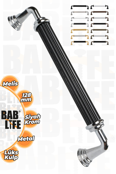 bablife Меліс 128 мм чорно-хромовані металеві розкішні ручки для шухляд меблі...