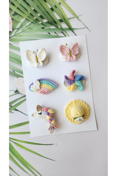 Hand Mother's Since 2024 Newborn Baby Buckle Handmade Mixed 6-Piece Clip Hairless Baby Buckle Handmade Baby Gift Set