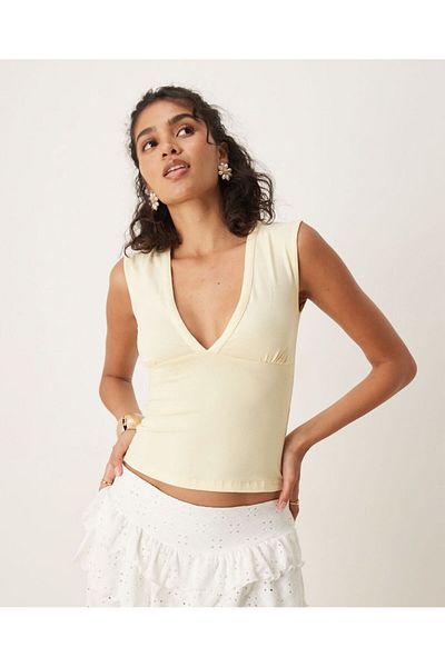 Linich&Co V Neck Stretchy Crop Top Blouse 8070B