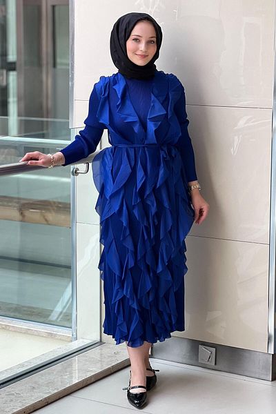 Mahal Accordion Dress with Ruffles on the Front and Back