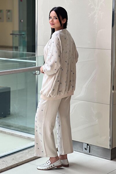 Ghisa Modal Suit with Small Stone Embroidered Snap Trousers