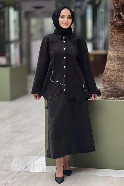 Ghisa Nubuck Skirt Set - Ball Staple Detailed