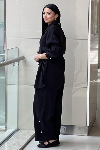 Ghisa Beli Gathered Shoulder Cover Shirt Pants Set