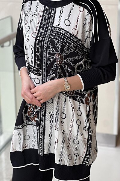 Ghisa Chain Patterned Mercerized Tunik with Sleeves