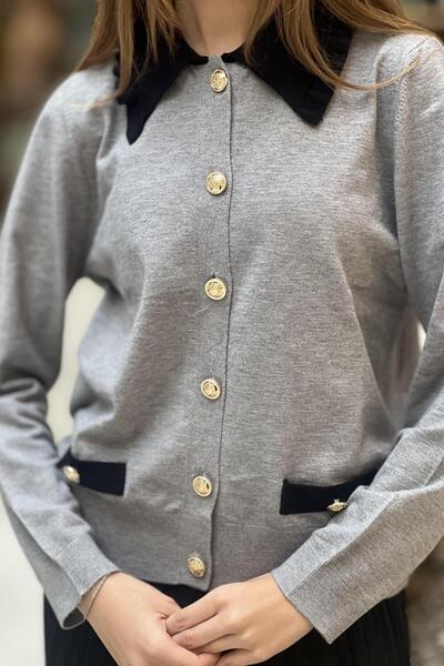 Ghisa Yakalı Kısa Triko Hırka