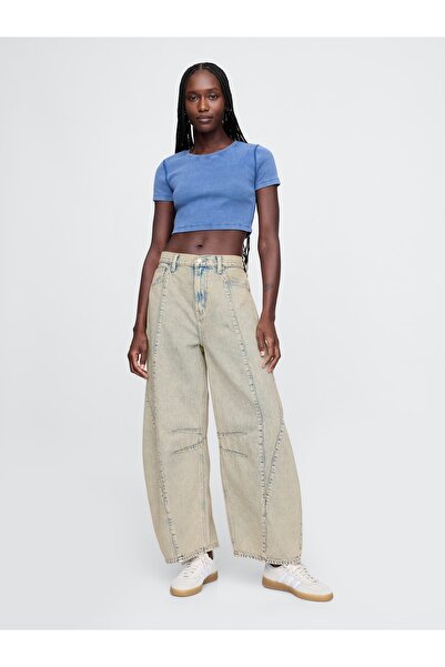 GAP Kadın Bej High Rise Horseshoe Jean Pantolon