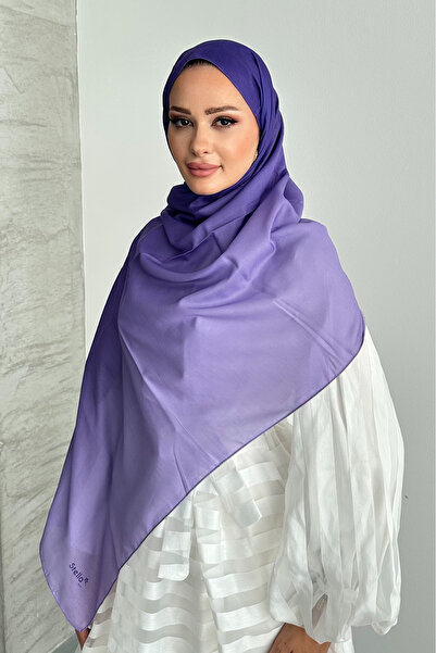 Stella Eşarp Aural Mor Renk Degrade Desen Soft Pamuk Şal