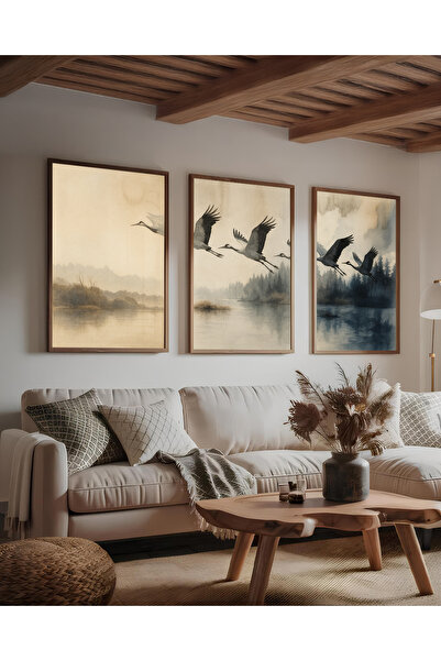 woodsia Set de pictură din lemn MDF cu aspect cadru din 3 piese UCMD SET1071