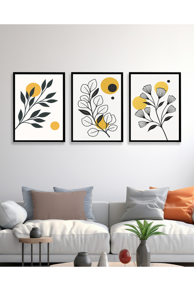 woodsia Set de pictură din lemn MDF cu aspect cadru 3 piese UCMD SET1063