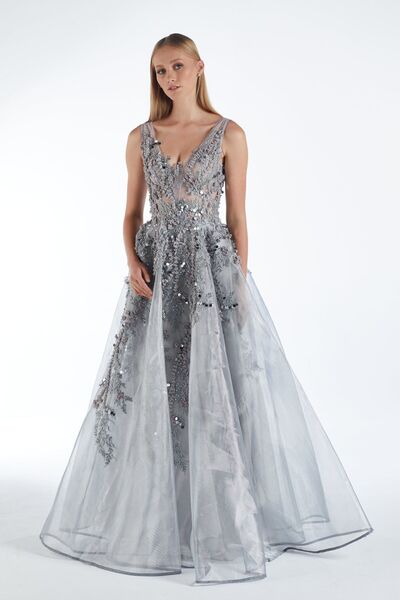 Niya Couture 1005 Gri - Gri, 42 Abiye