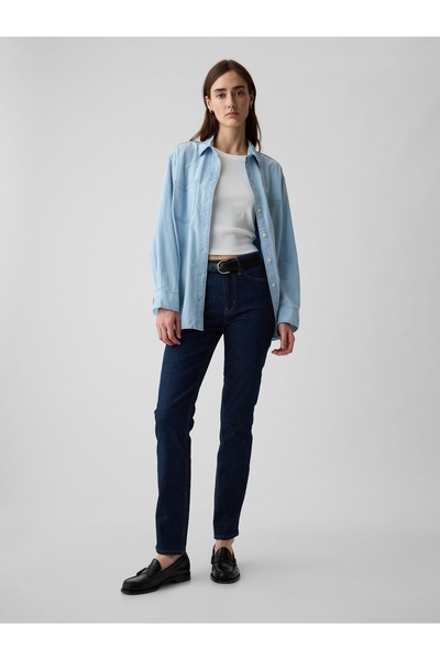 GAP Kadın Lacivert Mid Rise Vintage Slim Jean Pantolon