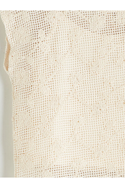 LC Waikiki LCW Kids Ekru Bisiklet Yaka Dantel Detaylı Kız Çocuk Bluz