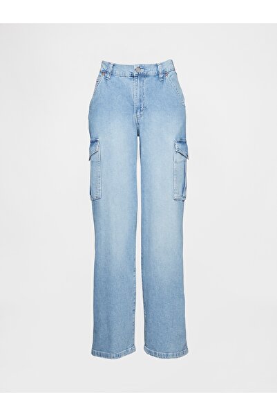 GAP Kadın Mavi Mid Rise '90s Loose Kargo Jean Pantolon