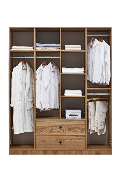 Enza Home Kalinsta 4 Kapaklı Gardırop - Ceviz
