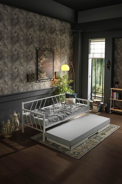 Unimet Glory Yavrulu Daybed Tek Ve Çift Kişilik Sedir Metal Karyola Beyaz