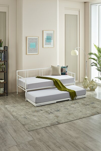 Unimet Forte Yavrulu Daybed Tek-çift Kişilik Sedir Metal Karyola Beyaz