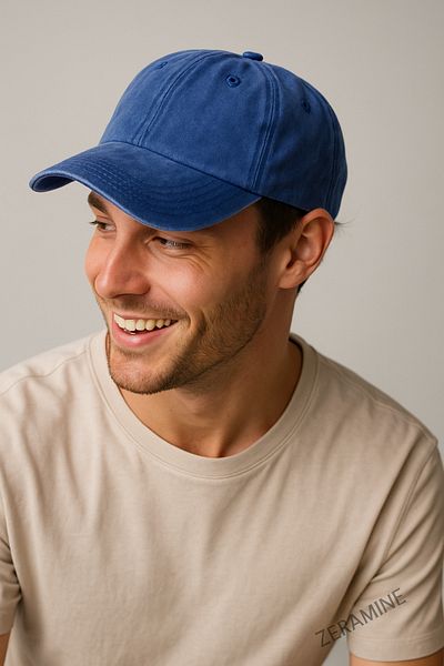 ZERAMİNE Unisex Washable Vintage Hat Dark Blue Hat