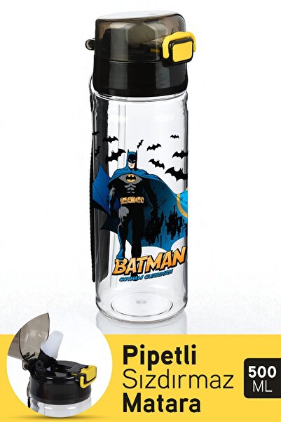 İronika Batman Kilitli Kapaklı Sızdırmaz Pipetli Lisanslı Çocuk Suluk Matara ...