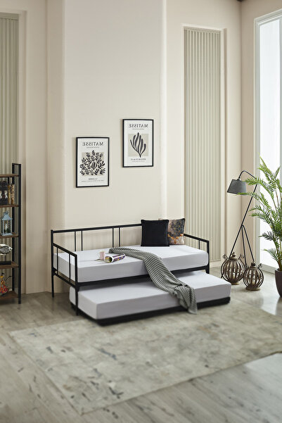Unimet Forte Yavrulu Daybed Tek-çift Kişilik Sedir Metal Karyola Siyah