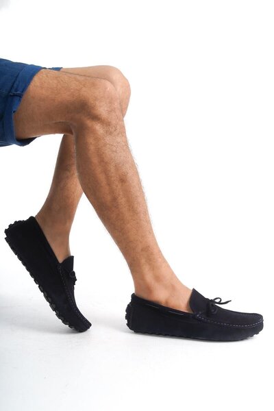 Mubiano Истинска кожа Мъжки сует Лофер с връзки в тъмно син цвят -MSSR1273-LCV