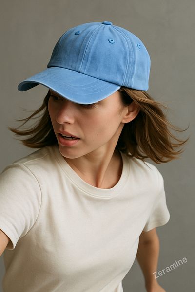 ZERAMİNE Unisex Washable Vintage Hat Blue Hat Cap
