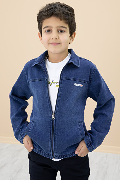 Cansın Mini Темно-синій костюм для хлопчика на блискавці джинсова куртка штани 3 шт 20141